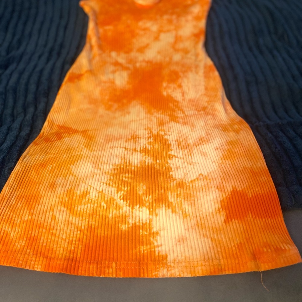 Orange Tie-Dye Ribbed Dress - Picture 1 of 4